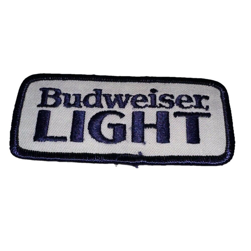 Vtg  BUDWEISER Bud Light Beer Brewery Workers Jacket Hat Patch Anheuser-Busch